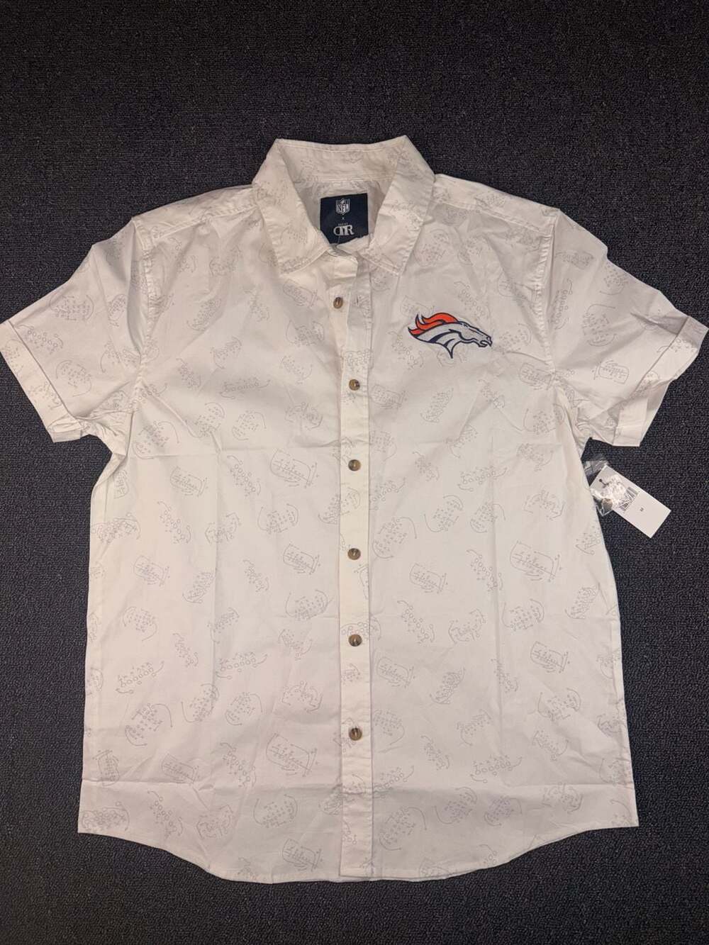 NFL x Darius Rucker Denver Broncos Button-Up Shirt Size M White Play Print